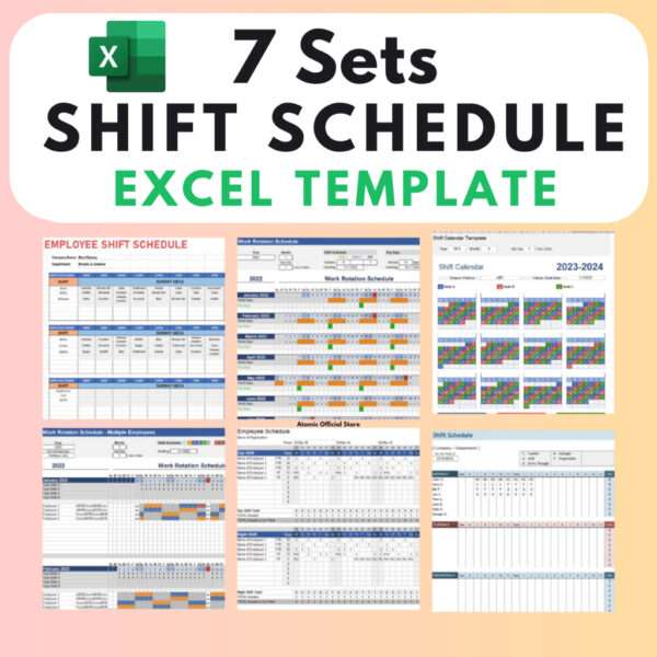 7 Set Shift Schedule Excel Template - Image 2