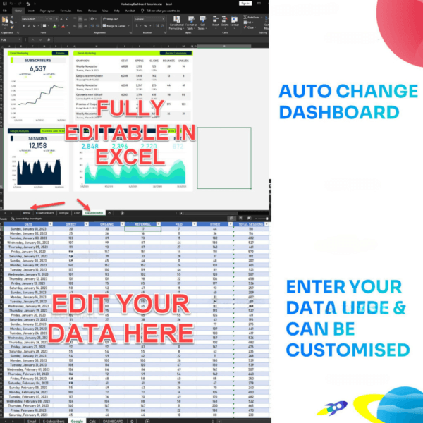 12 EXCEL KPI Dashboard - Fully Editable Templates for Tracking Your Business Performance - Image 5