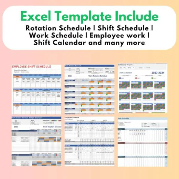 7 Set Shift Schedule Excel Template - Image 3