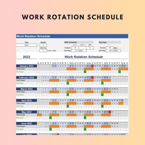 7 Set Shift Schedule Excel Template - Image 5