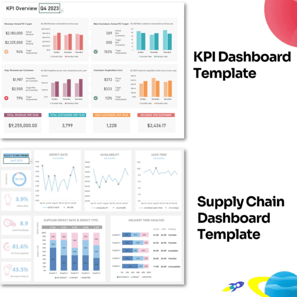 12 EXCEL KPI Dashboard - Fully Editable Templates for Tracking Your Business Performance - Image 9
