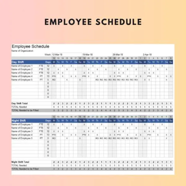 7 Set Shift Schedule Excel Template - Image 8