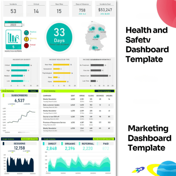 12 EXCEL KPI Dashboard - Fully Editable Templates for Tracking Your Business Performance - Image 6
