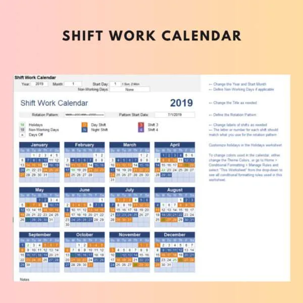 7 Set Shift Schedule Excel Template - Image 9