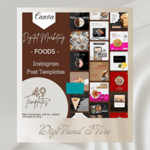 49 Foodie Theme Canva Templates | Printable A4 for Instagram Facebook | Minimalist Design