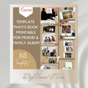 65 Pages Photobook Canva Template | Printable A4 Size for Friends & Family | Anniversary | Birthday