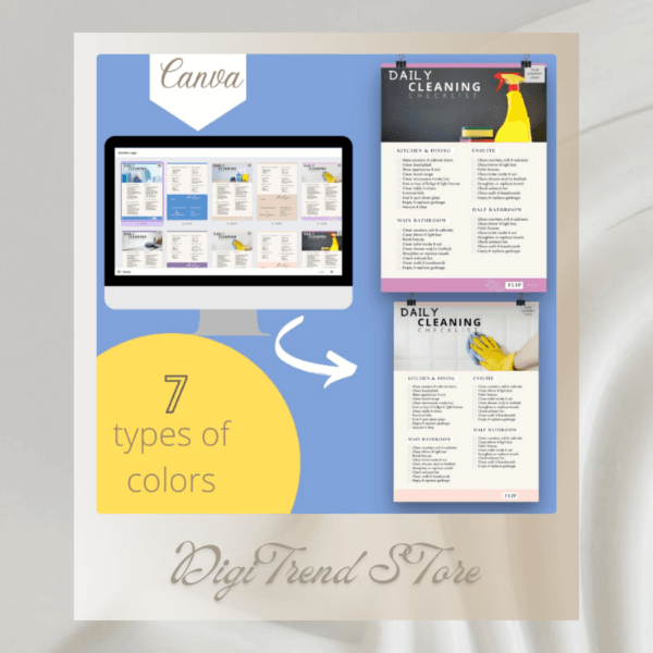 Daily Cleaning Checklist Canva Template | Printable A4 Size for Airbnb | Homestay | Booking.com