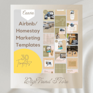 30 Airbnb Homestay Digital Marketing Templates | Canva Printable (A4) for Facebook