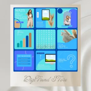 30 Blue Theme Canva Templates  Printable A4 for Instagram  Facebook  Minimalist Design