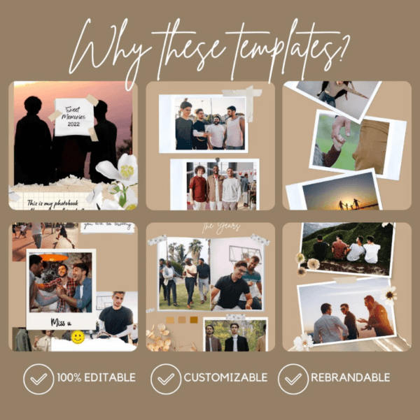 65 Pages Photobook Canva Template | Printable A4 Size for Friends & Family | Anniversary | Birthday - Image 5
