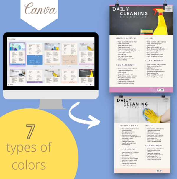 Daily Cleaning Checklist Canva Template | Printable A4 Size for Airbnb | Homestay | Booking.com - Image 7