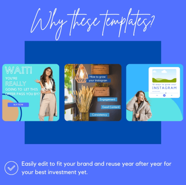 30 Blue Theme Canva Templates  Printable A4 for Instagram  Facebook  Minimalist Design - Image 7