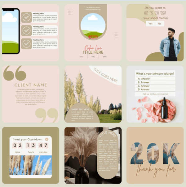 30 Brown Theme Canva Templates  Printable A4 for Instagram  Facebook  Minimalist Design - Image 4