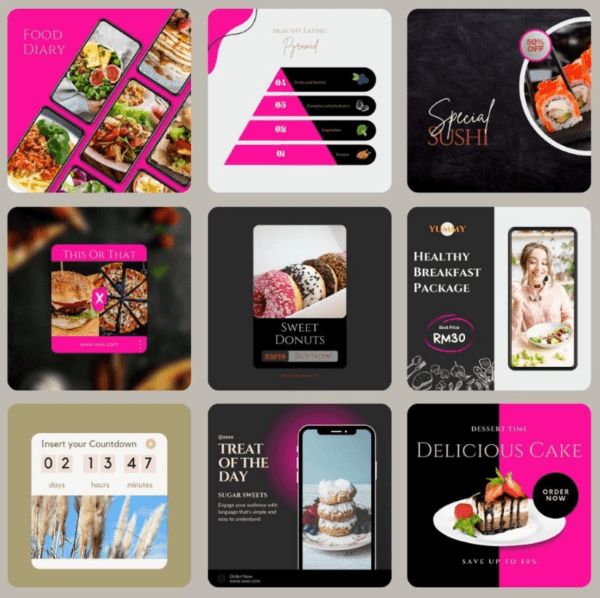 49 Foodie Theme Canva Templates | Printable A4 for Instagram Facebook | Minimalist Design - Image 4