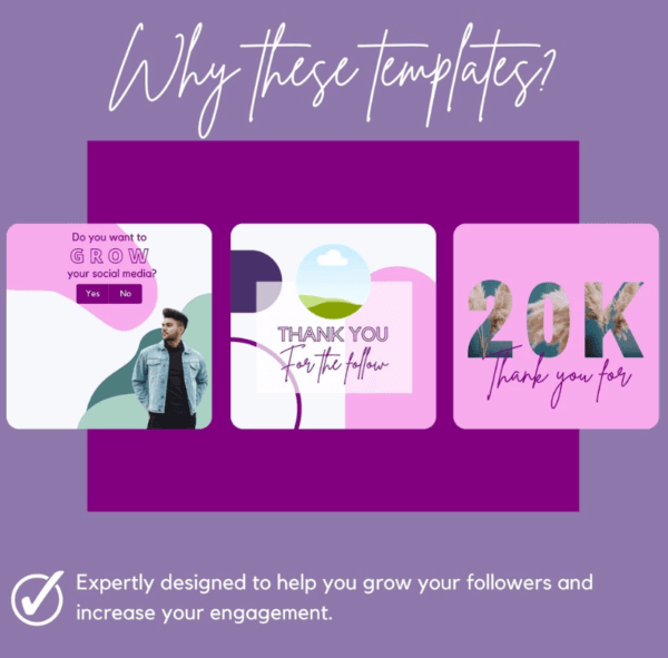 30 Purple Theme Canva Templates  Printable A4 for Instagram  Facebook  Minimalist Design - Image 6