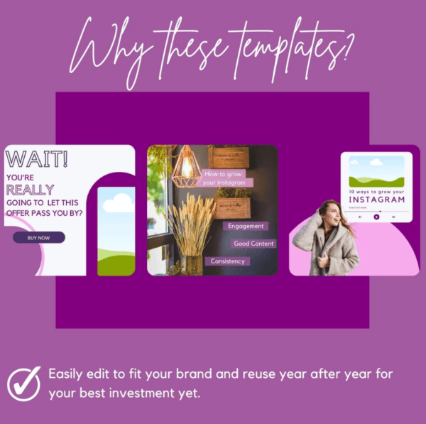 30 Purple Theme Canva Templates  Printable A4 for Instagram  Facebook  Minimalist Design - Image 7