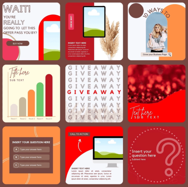 30 Red Theme Canva Templates  Printable A4 for Instagram  Facebook  Minimalist Design - Image 4