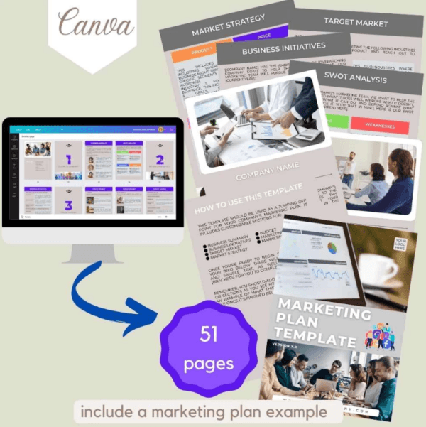 51-Page Marketing Plan Canva Template | Printable A4 Digital Marketing for Business - Image 8