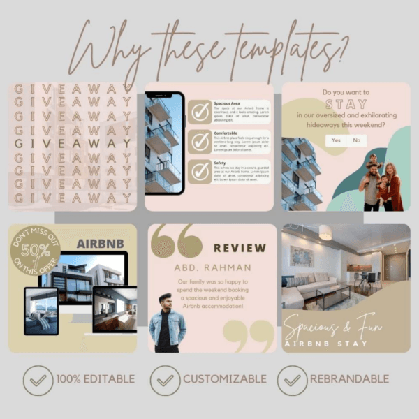 30 Airbnb Homestay Digital Marketing Templates | Canva Printable (A4) for Facebook - Image 5