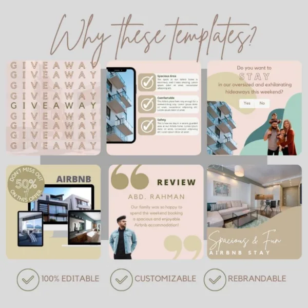 30 Airbnb Homestay Digital Marketing Templates | Canva Printable (A4) for Facebook - Image 5