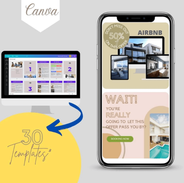 30 Airbnb Homestay Digital Marketing Templates | Canva Printable (A4) for Facebook - Image 3