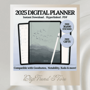 2025 Hyperlinked Digital Planner | For iPad & Android | Good notes Compatible