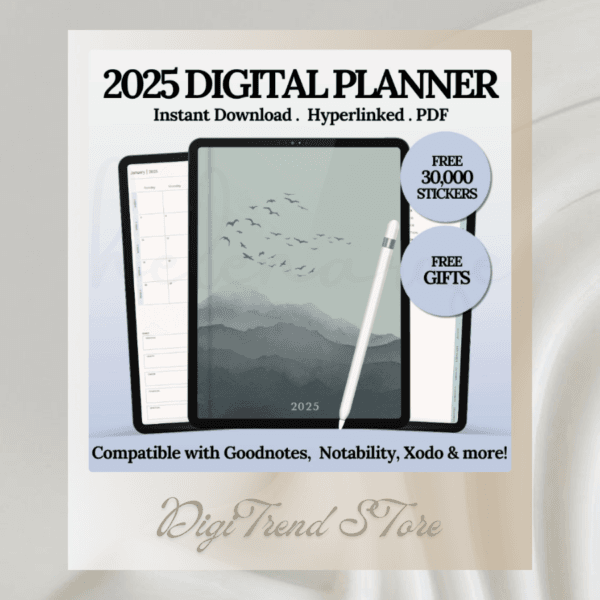 2025 Hyperlinked Digital Planner | For iPad & Android | Good notes Compatible