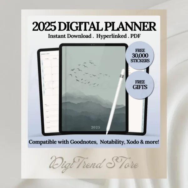 2025 Hyperlinked Digital Planner | For iPad & Android | Good notes Compatible
