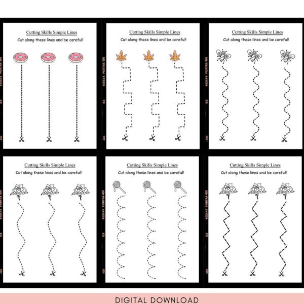 Printable Scissor Skills Cutting Practice Worksheets for Kids | Preschool Activity Book - Image 4
