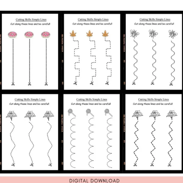 Printable Scissor Skills Cutting Practice Worksheets for Kids | Preschool Activity Book - Image 4