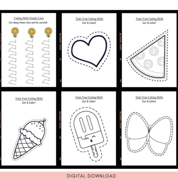 Printable Scissor Skills Cutting Practice Worksheets for Kids | Preschool Activity Book - Image 5