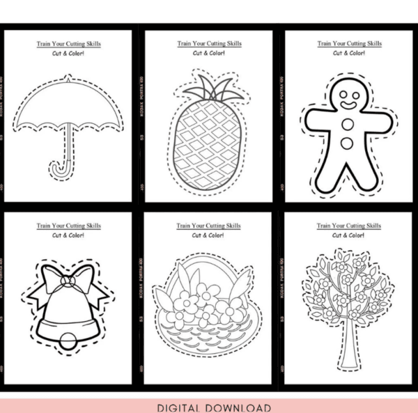 Printable Scissor Skills Cutting Practice Worksheets for Kids | Preschool Activity Book - Image 2