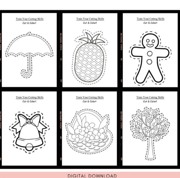 Printable Scissor Skills Cutting Practice Worksheets for Kids | Preschool Activity Book - Image 2