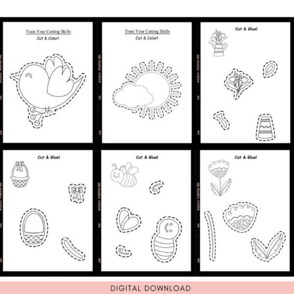 Printable Scissor Skills Cutting Practice Worksheets for Kids | Preschool Activity Book - Image 3