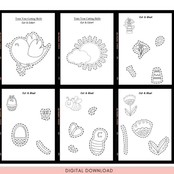 Printable Scissor Skills Cutting Practice Worksheets for Kids | Preschool Activity Book - Image 3