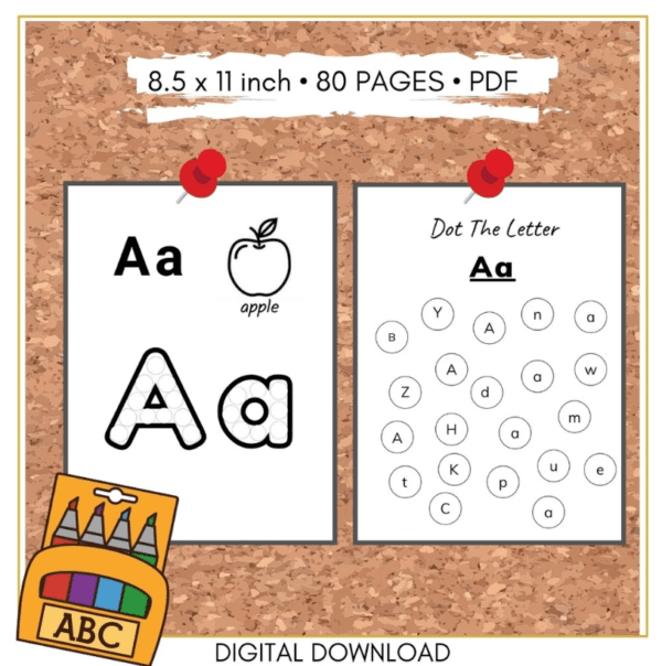 Printable ABC Dot Marker Kids Pre-School Activity Book l Kids Worksheet Dot Marker Worksheet - Image 4