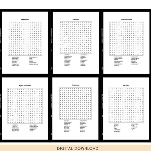 Printable Word Search Puzzle Book for Adults | Hobby & Free Time Activity Worksheets - Image 4