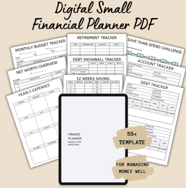 55+ Template Digital Finance Planner | Income, Expenses, Bill, Retirement, Budget Tracker | Cash Management Planner - Image 7