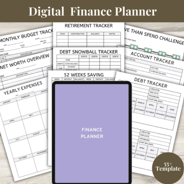 55+ Template Digital Finance Planner | Income, Expenses, Bill, Retirement, Budget Tracker | Cash Management Planner - Image 8