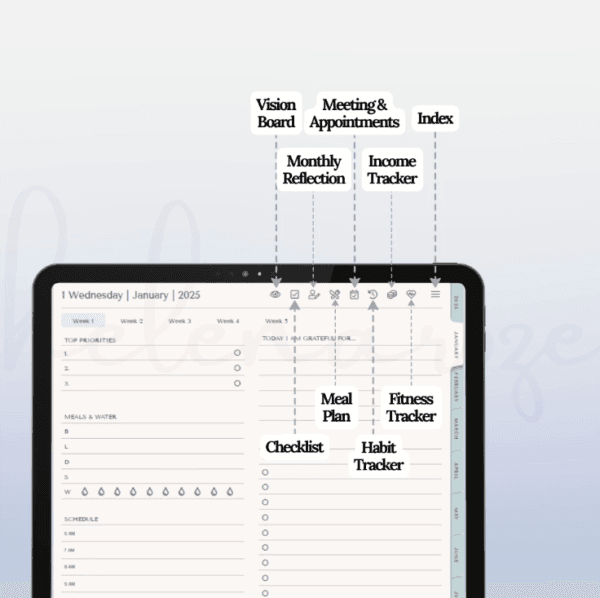 2025 Hyperlinked Digital Planner | For iPad & Android | Good notes Compatible - Image 5