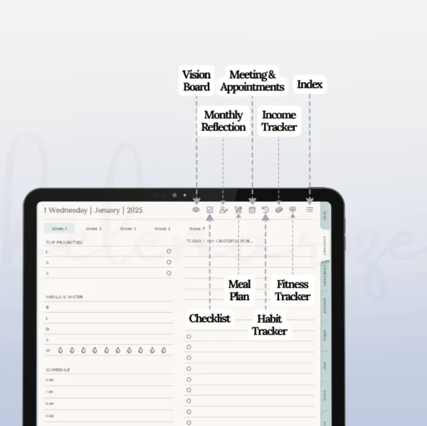 2025 Hyperlinked Digital Planner | For iPad & Android | Good notes Compatible - Image 5